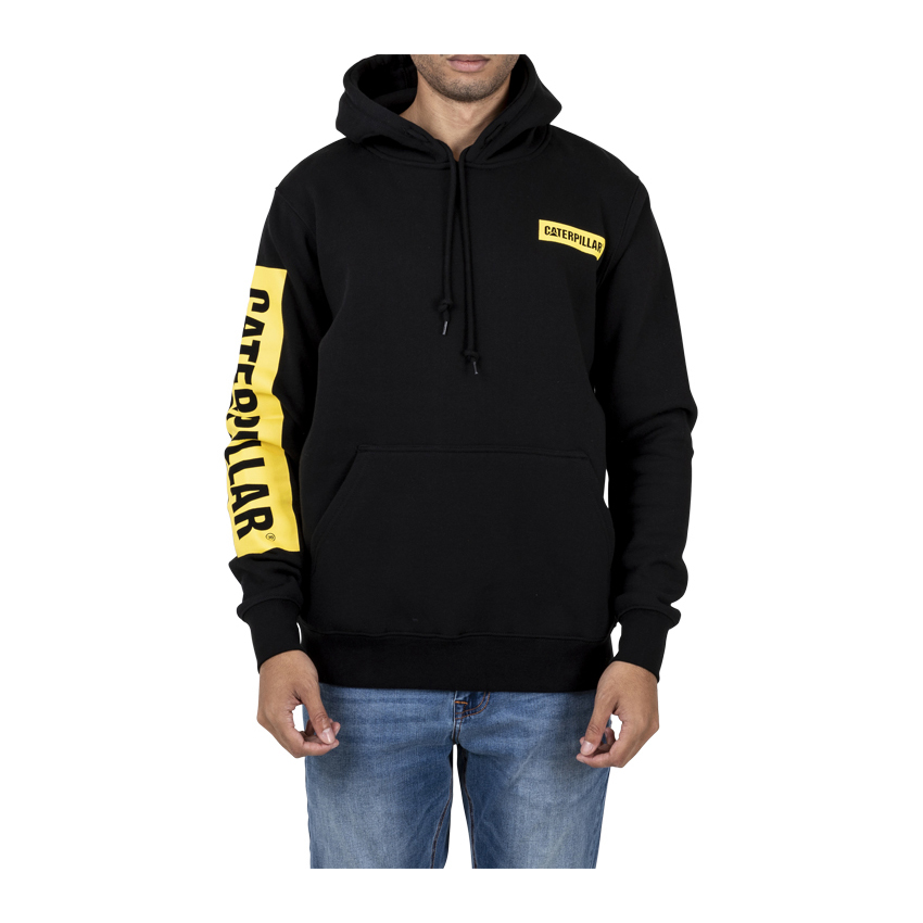 Caterpillar Triton Block Hoody Philippines - Mens Hoodies - Black/Yellow 06847BFVR